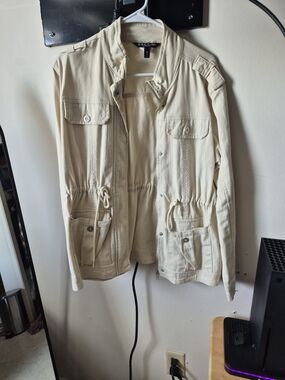 Baccini Light Cream Military-Style Field Jacket